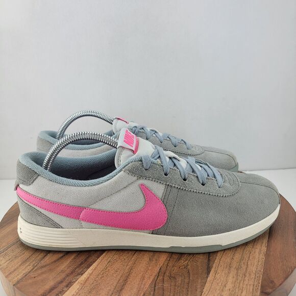 Nike Golf Womens Size 9.5 LUNARLON Gray Suede Pink Swoosh Shoes 704425-002 - Picture 3 of 9